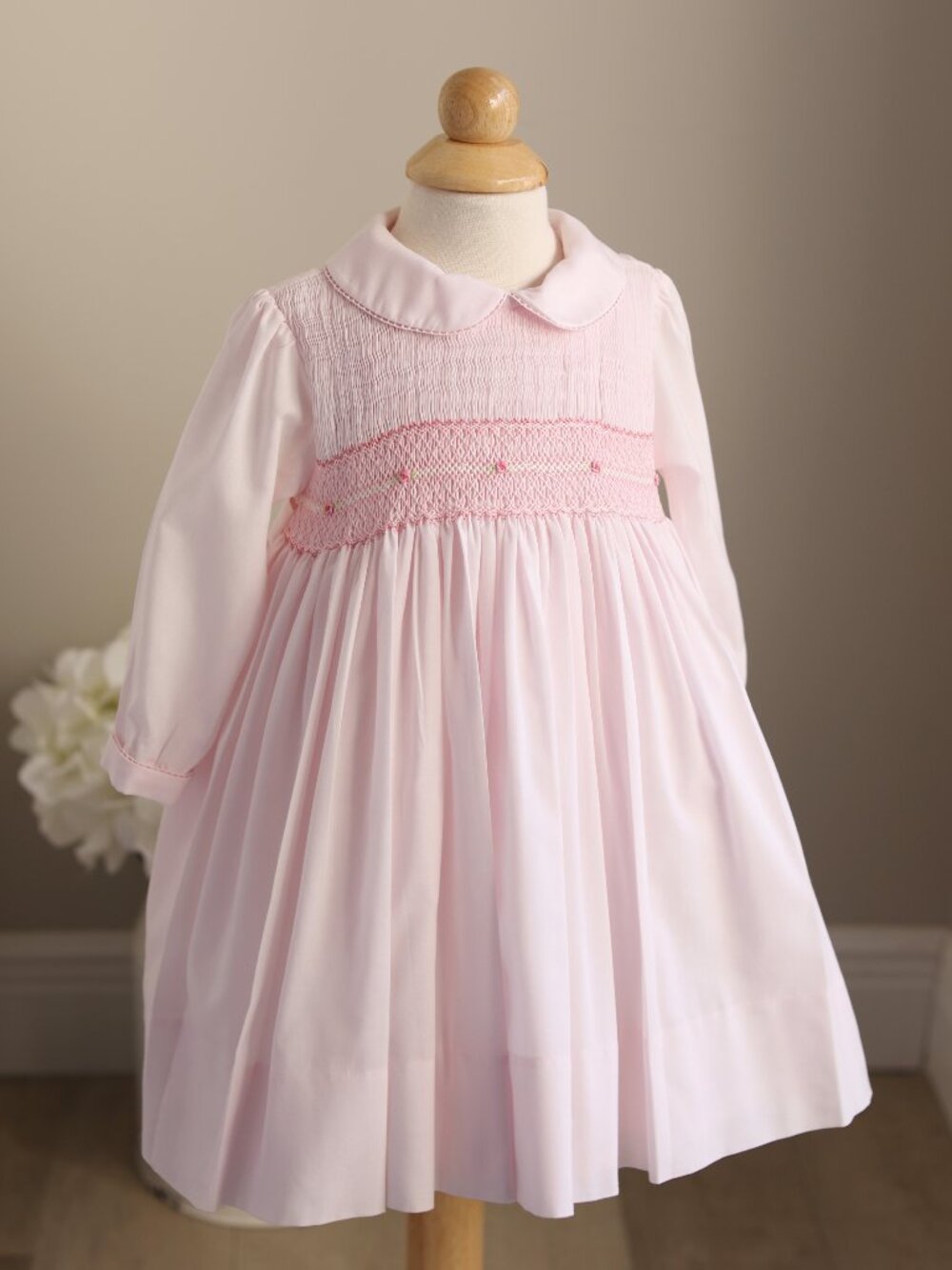 Pink Smocked Long Sleeve Dress Sarah Louise Pink Embroidery 18 Months NWT